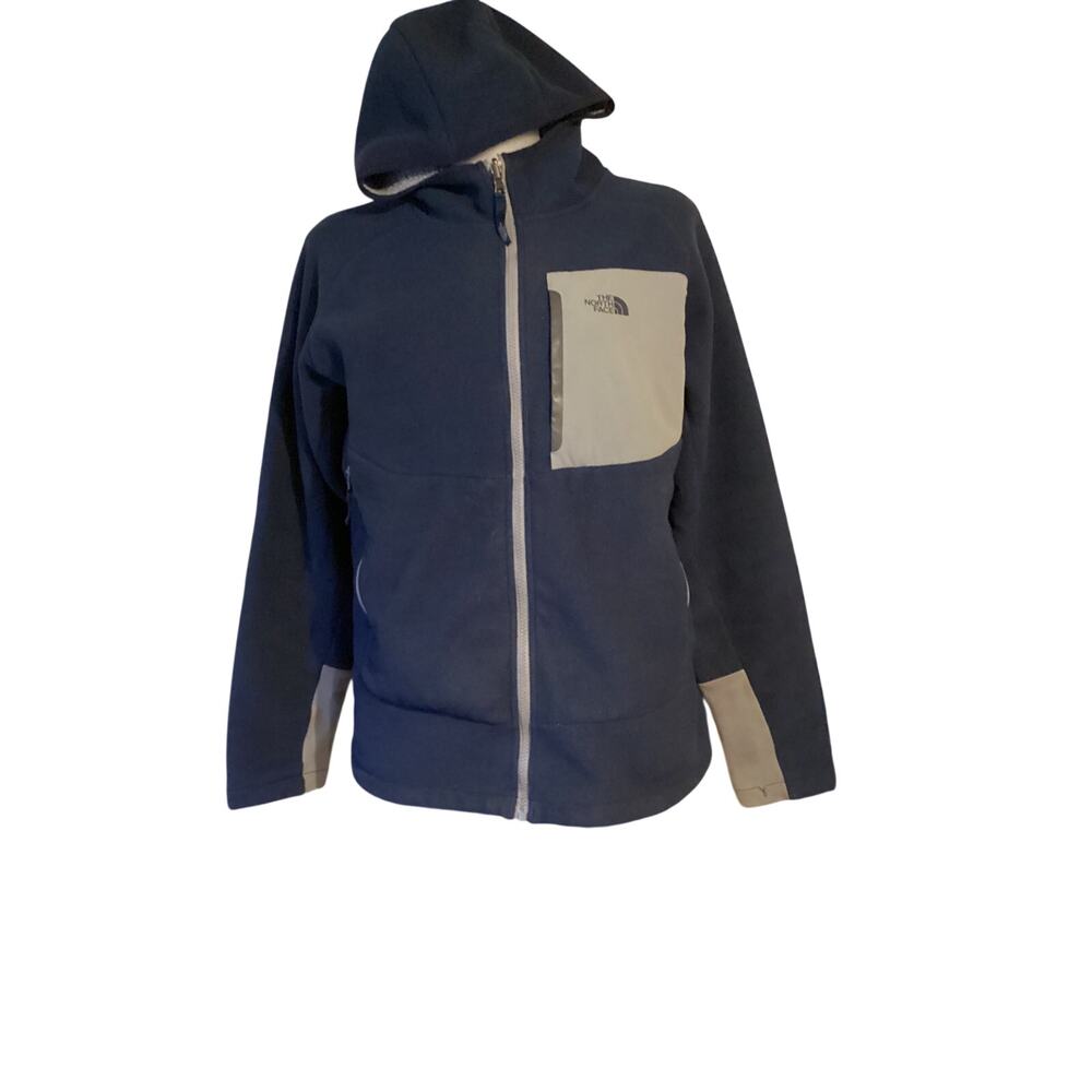 1835 The North Face Chimborazo Full-Zip Fleece Hoodie Blue/Grey Boys Size XL